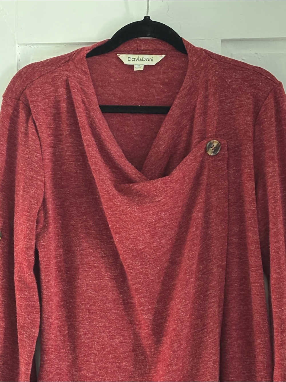 DAVI & DANI Raspberry Red Draped Open-Front Cardigan - Picture 8 of 8